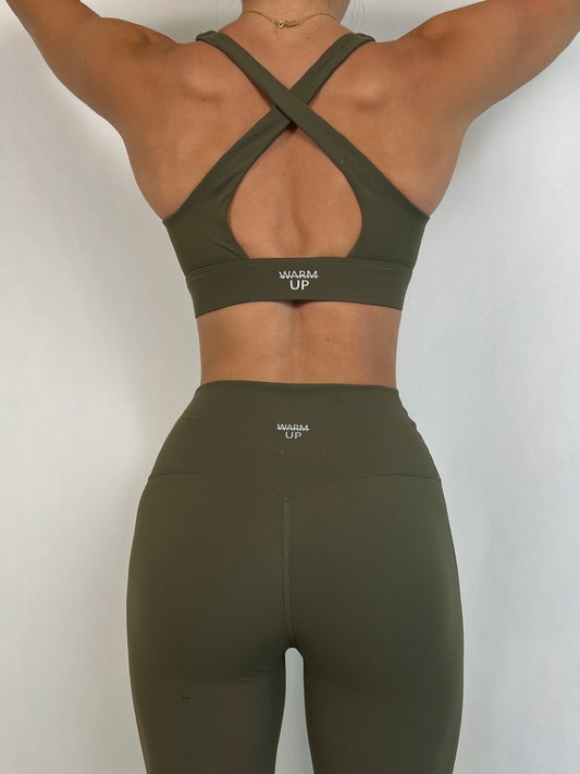 Safari Green Cross Power Bra