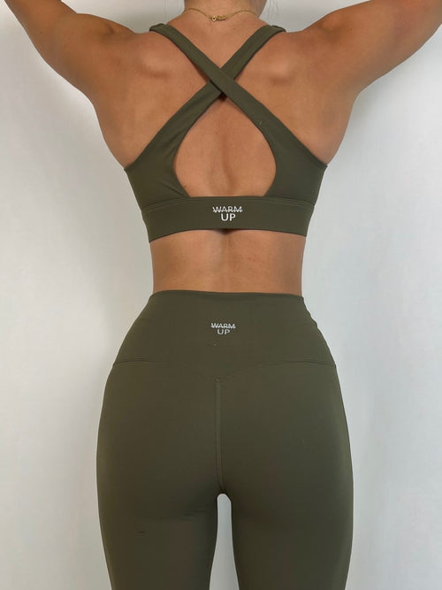 Safari Green Cross Power Bra