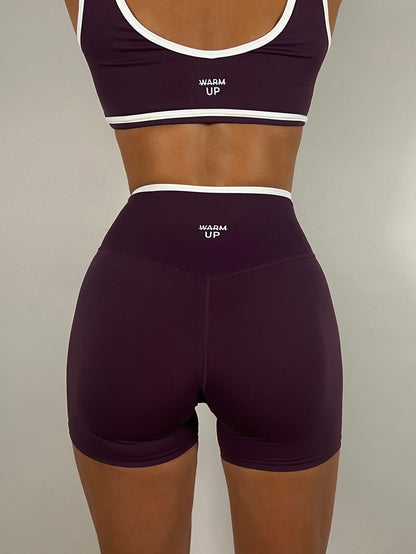 Plum purple Contrast V shorts
