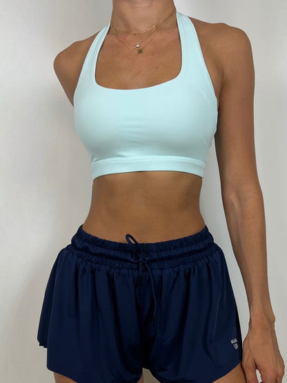 Cyan Blue Halter Bra
