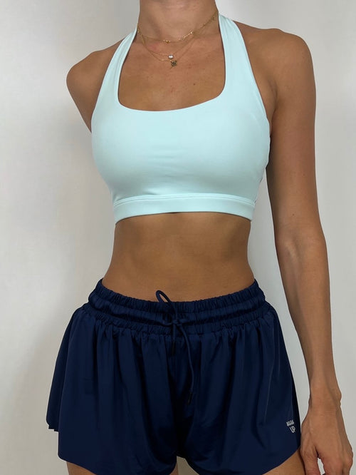 Cyan Blue Halter Bra