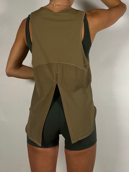 Safari Brown Activelux Loose tank top