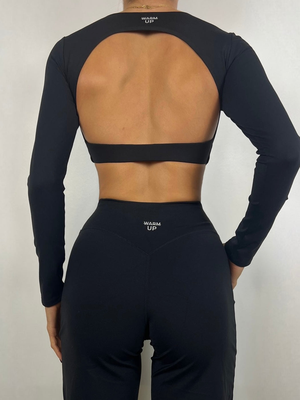 Black Open Back Long sleeve top