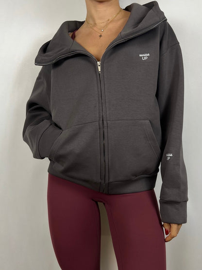Dark Grey Oversized Zip up hoodie