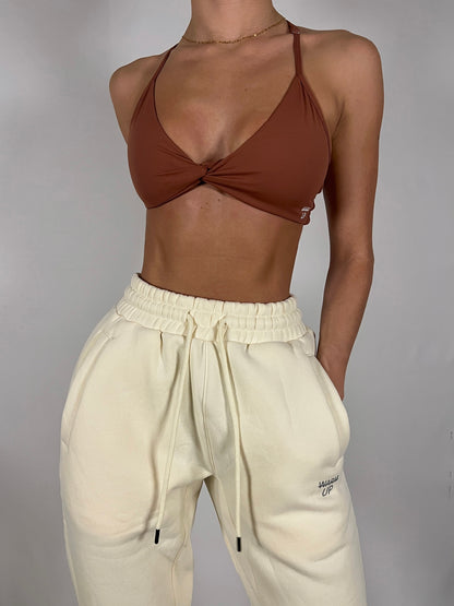 Russet Brown knot Sports Bra