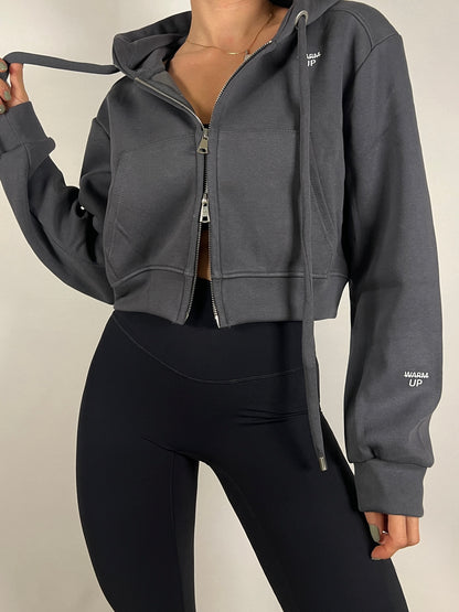 Odyssey Grey cropped zip up hoodie