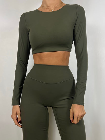 Olive Green Long sleeve Top