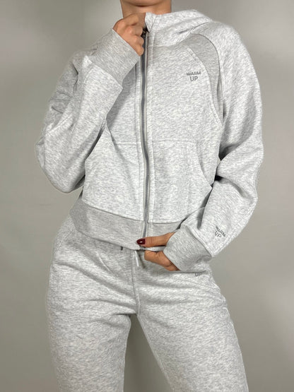 Bright Grey Zip up Hoodie