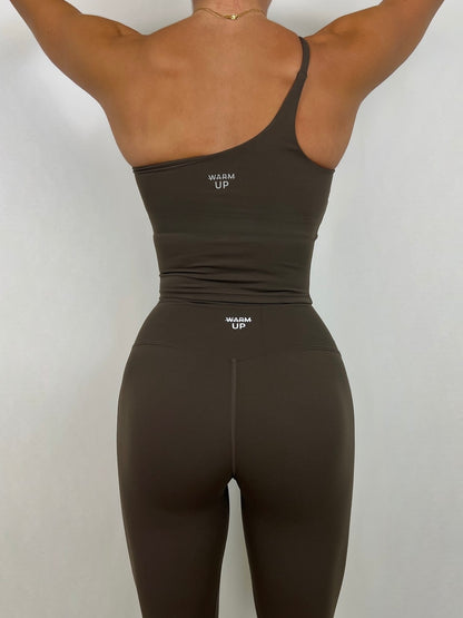 Dark taupe Aria One Shoulder Tank