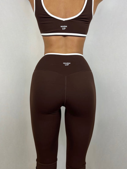 Brown Contrast V leggings