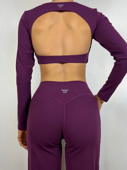 Grape Purple Open back Long sleeve Top