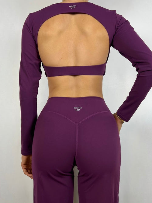Grape Purple Open back Long sleeve Top