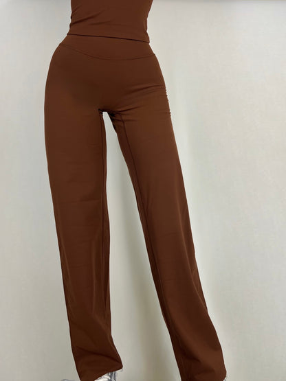 Coffee Brown Soft Motion Straight Pants