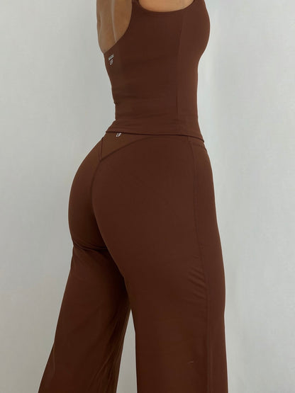 Coffee Brown Soft Motion Straight Pants