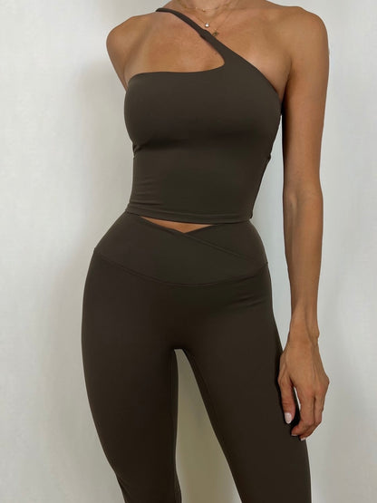 Dark taupe Aria One Shoulder Tank