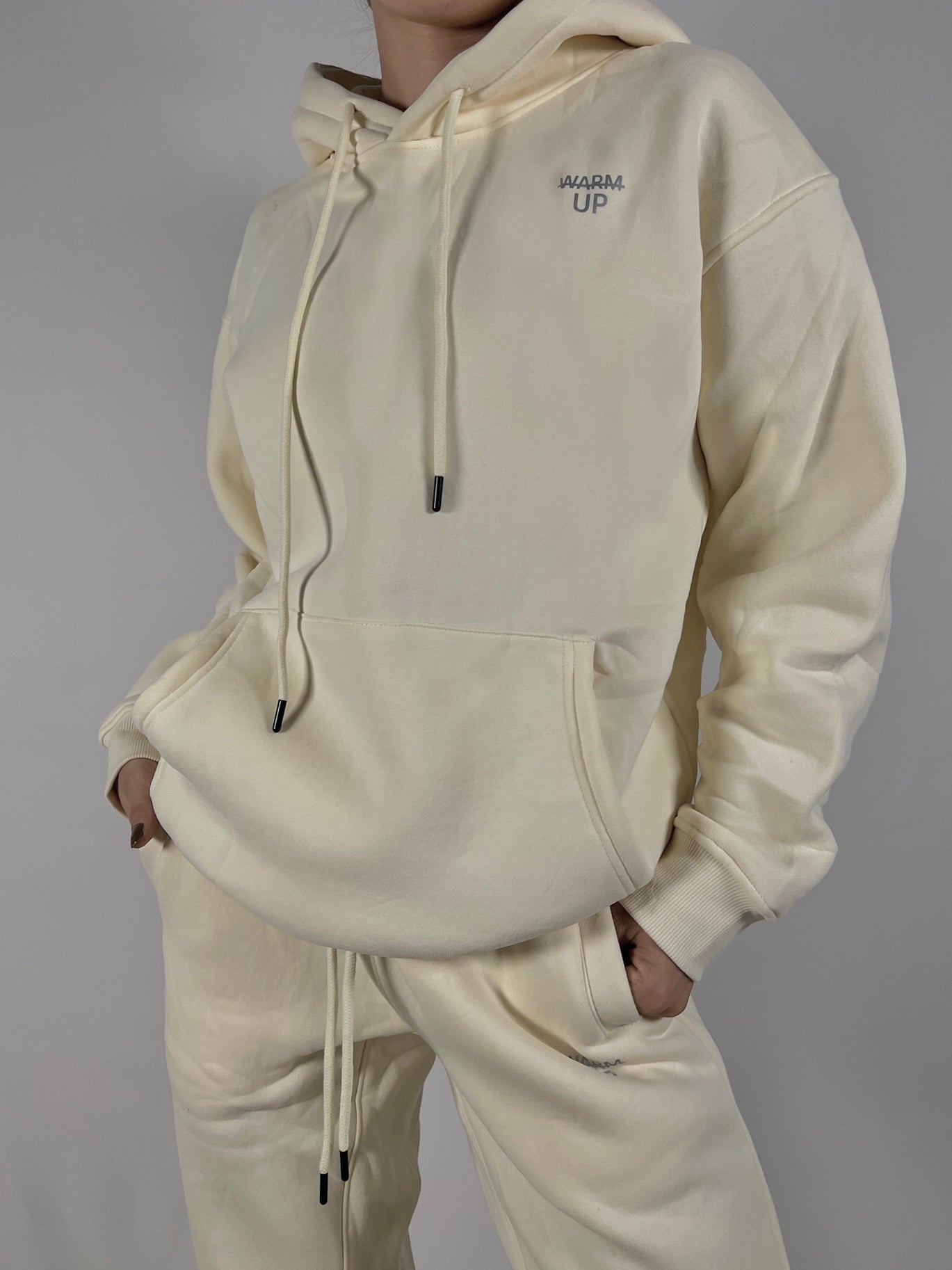 Ivory white thick Oversized hoodie