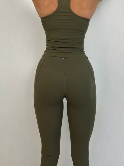 Safari Green Essence Leggings with Pockets